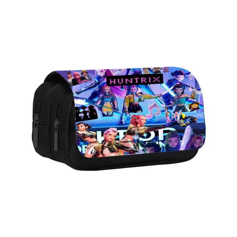 Huntrix Kpop studentský potisk dvouvrstvý penál Kpop lov na čarodějnice dívčí skupina dětský úložný stacionární box taška na tužky