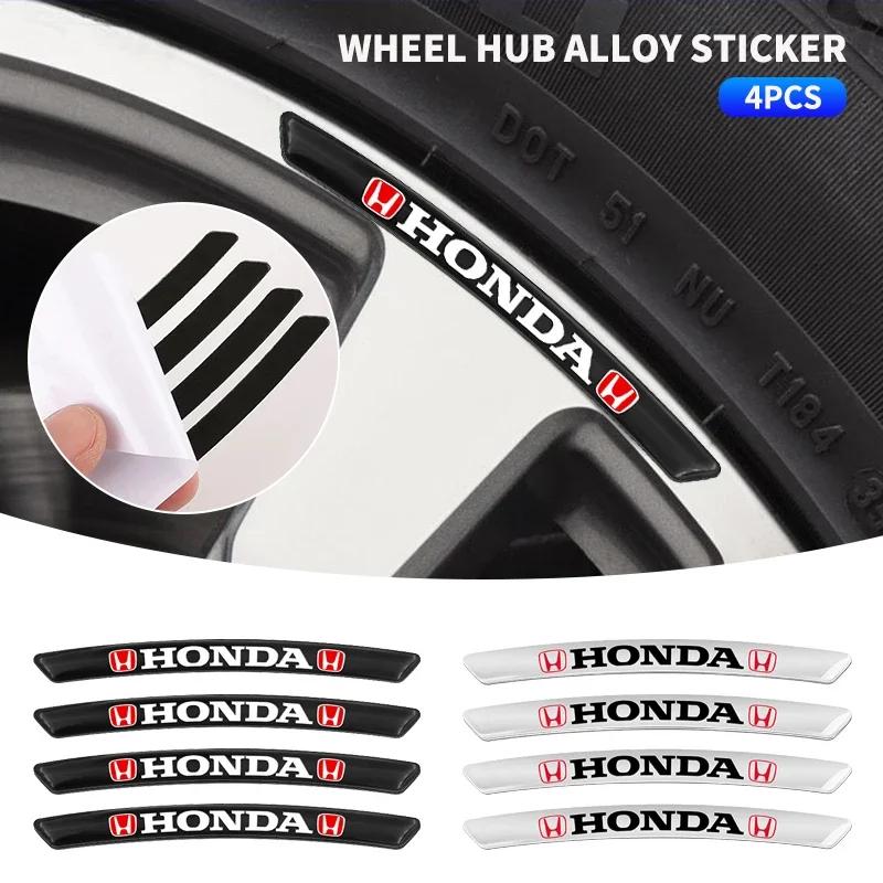 4pcs Car Wheel Hub Sticker Tire Rim Strips Car-Styling Sticker Accessories For Honda Civic Fit Jazz Accord CRV HRV City Odyssey OW6