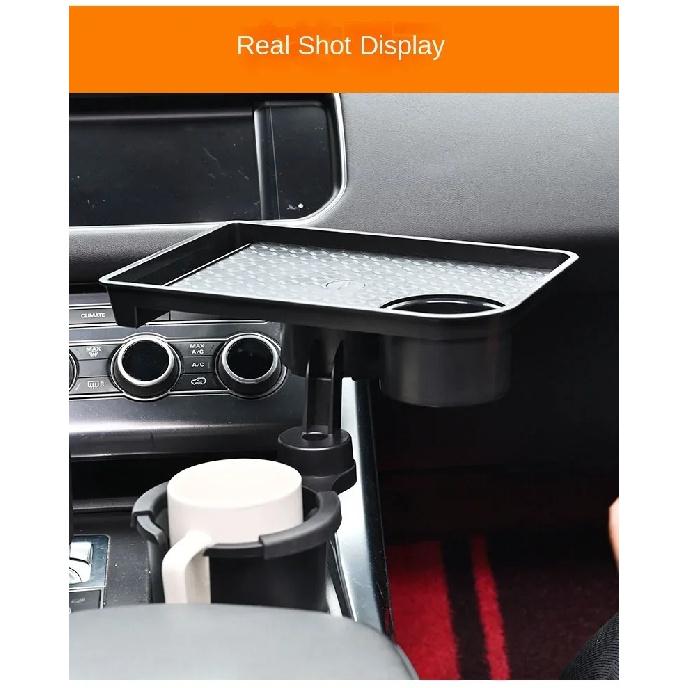 Car Cup Holder Expander Multi-Function Drink Holder with Food Table 360-Degree Adjustable Base Tray for Snack