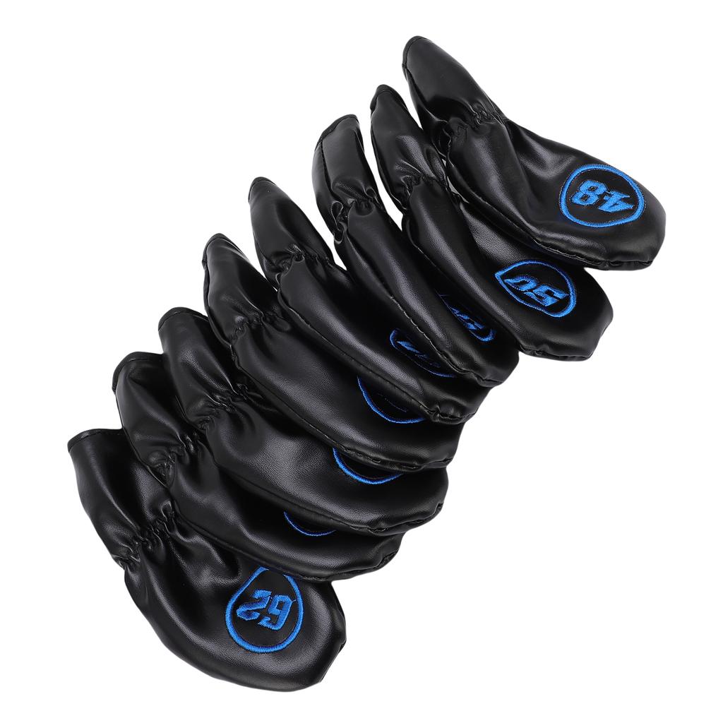 8 szt. Zestaw Pokrowców na Główki Kijów Golfowych typu Club Iron Miękki PU 48 50 52 54 56 58 60 62 Stopnie Oznaczenie dla Brassie Czarny