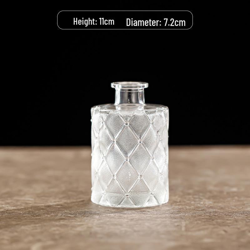Retro Embossed Transparent Glass Vase: French-Inspired Luxury Home Decor for Living Room