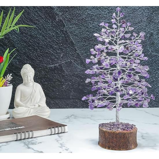 Crocon Gemstone Money Tree Feng Shui Bonsai for Good Luck Energy Generator Reiki Healing Chakra Stone Balancing