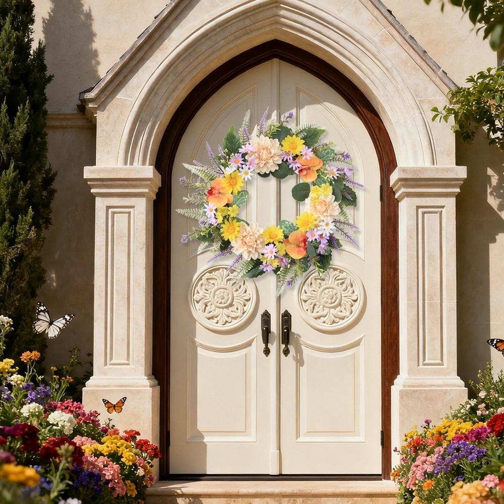 Artificial Dahlia Orchid Wreath For Spring Wedding Party Decorations Door Artificial Flower New Artificial Hanging Flowers
