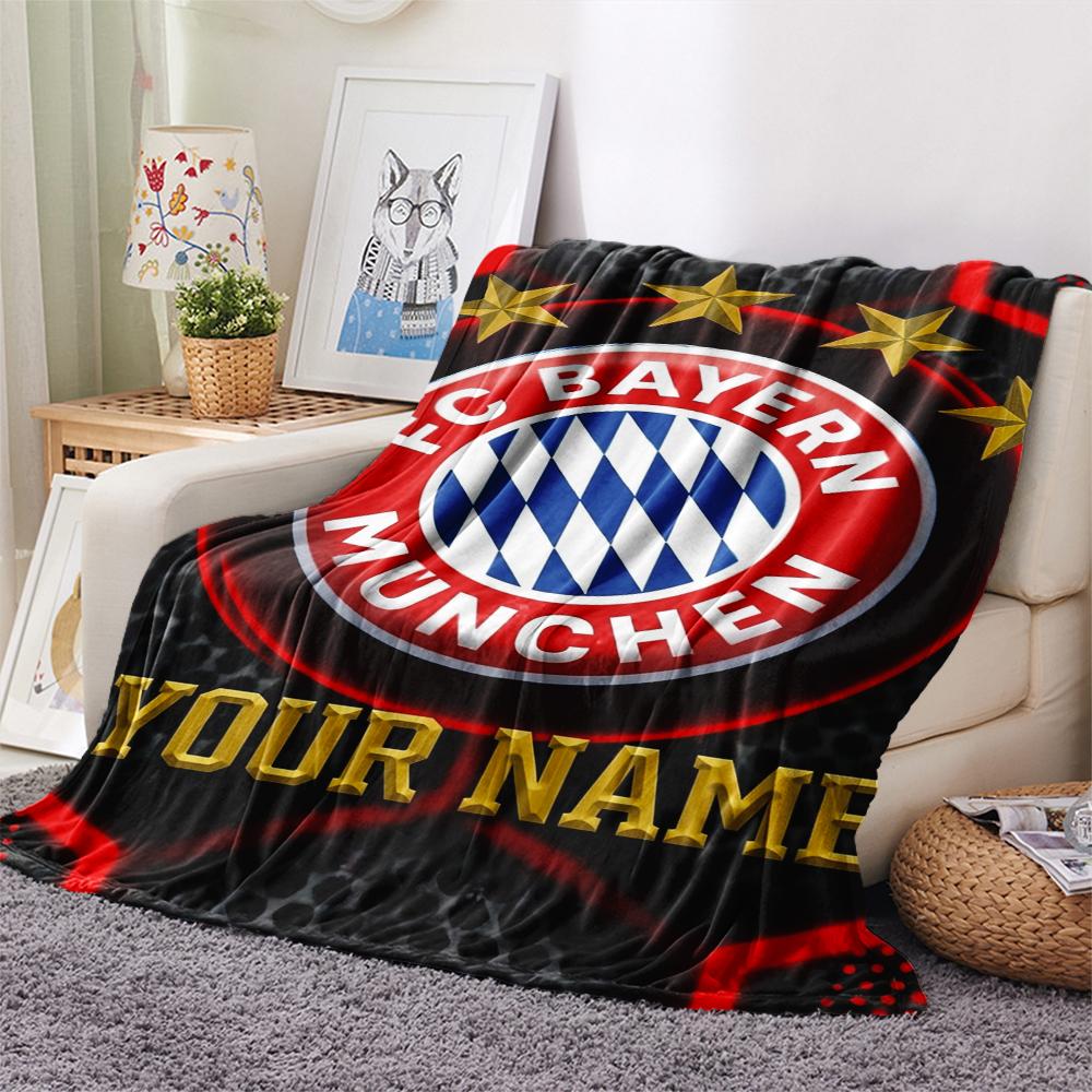 1 Stück Benutzerdefinierter Name FC Bayern München Gemustert Flanelldecke Geeignet für Alle Jahreszeiten für Heimdekoration Wärme und Komfort Geschenke Feiertagsgeschenk_xia 80cm x 120cm