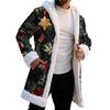 Men's Christmas Long Hooded Cardigan With Pockets Warm Jacket