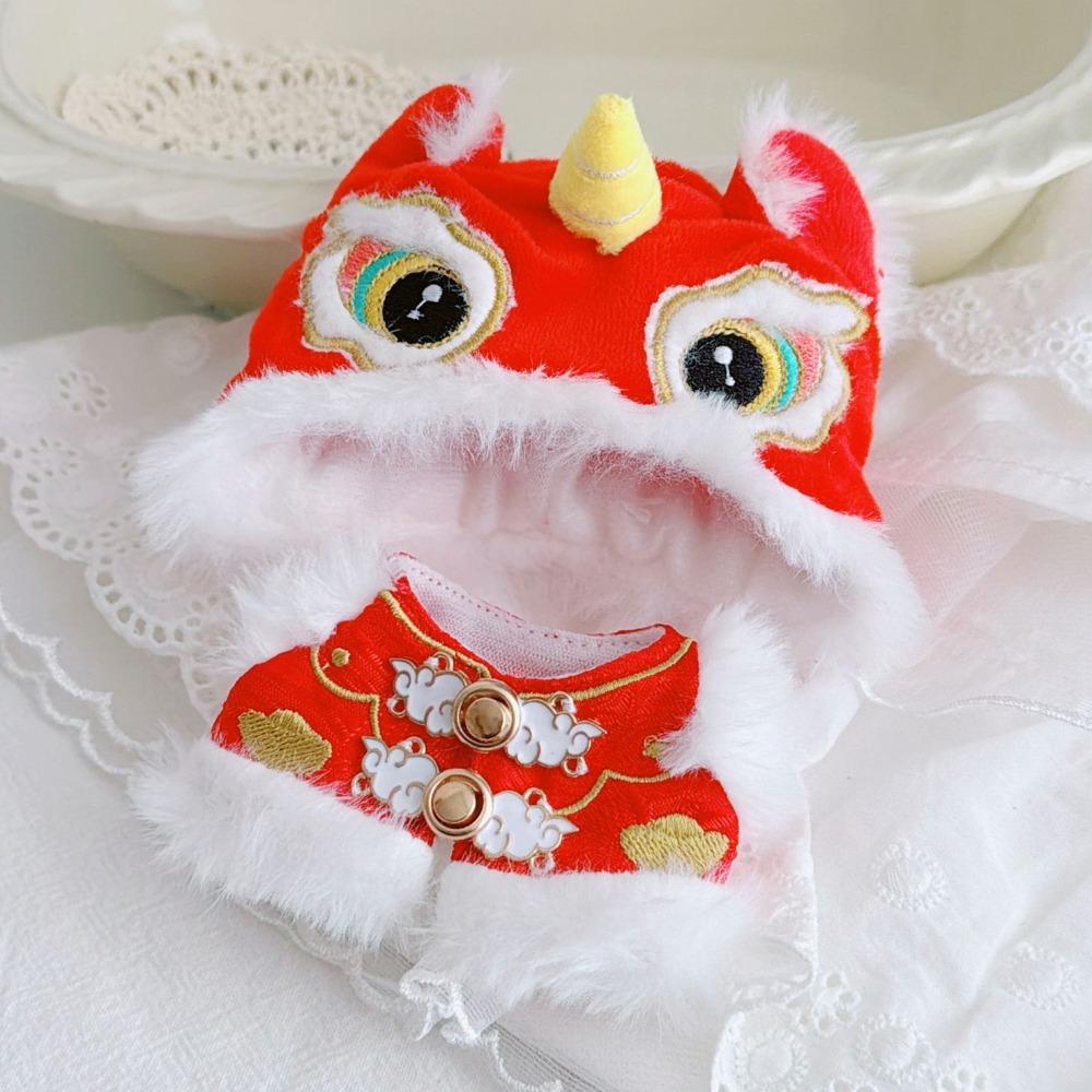 1 set Dancing Lion Doll Clothes Outfit Chinese Style Doll Dress Up Set  New Year Gift