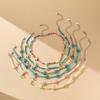 Elegant Turquoise Starfish Charm Necklace Adjustable Length Neckchain Fashionable Clavicle Chain Accessory for Ladies