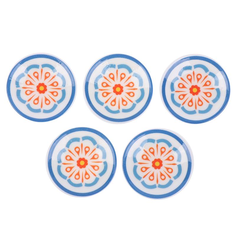 5Pcs 1:12 Dollhouse Simulation Blue White Porcelain Plates Dollhouse Kitchen Decoration Dolls House Accessories Pretend Play Toy