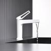 Bathroom Undermount Basin Faucet Waterfall Spout,Cold and Hot Mixer, Hollow-Out Handle, tap White