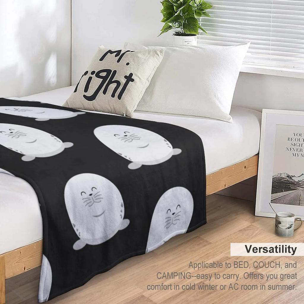 Cute Chonky Harp Seal Throw Blanket Thermal Blankets For Travel Thermal Blanket Blanket Fluffy Blankets For Bed