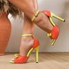 Eilyken Sexy Elegant Butterfly-knot Thin High Heels Women Sandals Street Style Buckle Strap Stripper Prom Summer Shoes Size: 42