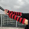 Lolita Long Socks Women's Leg Warmers Red Black Strip Arm Warmer Keep Sleeve Autumn Winter Crochet Socks Boot Cuffs Accessories