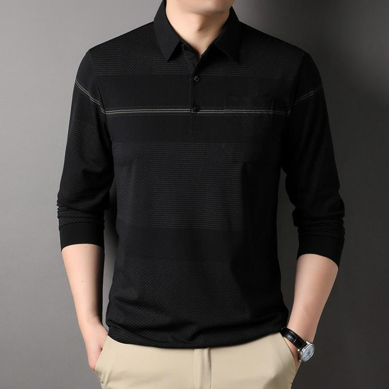 Dad Spring Tops, T-shirts, Long-sleeved Men's Bottoming Polo Shirts, Spring and Autumn Thin T-shirts