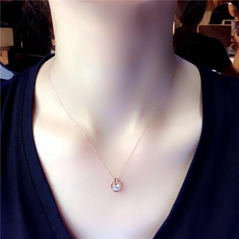 Exquisite 585 Purple Plated Rose Gold Color Gold Shiny Necklace Exquisite Fashion Design Round Shiny Zircon Set Chain