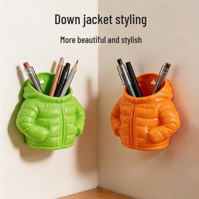 Cute Cartoon Magnetic Pen Holder - Desktop Decor & Office Ornament, Novelty Down Jacket Design