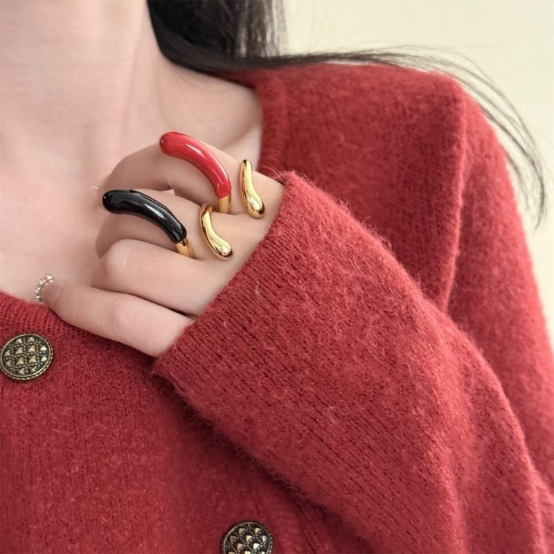 Unregelmäßiger Wassertropfen Offener Ring für Damen Verstellbarer Gebogener Öffnungs-Fingerring Zubehör Einzigartiges Festival-Accessoire