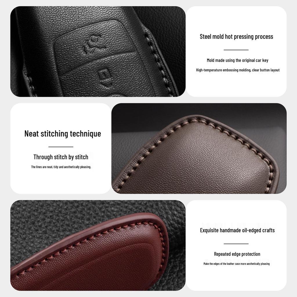 Luxury Full-Coverage Genuine Leather Protective Case for Xiaomi SU7 Key Fob & Car Key Holder