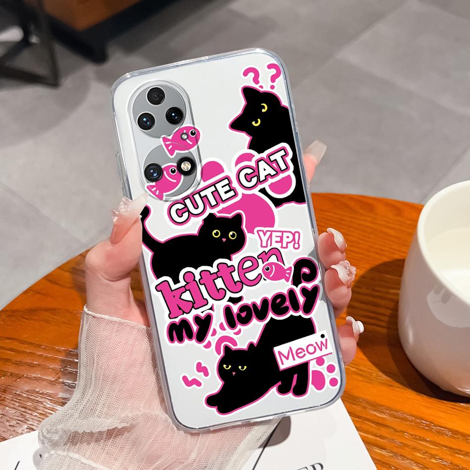For Huawei P50 Pro P50E Phone Case Lucky Flowers Patterns Transparent Protective Funda For Huawei P 50 Soft TPU Silicone Bumper