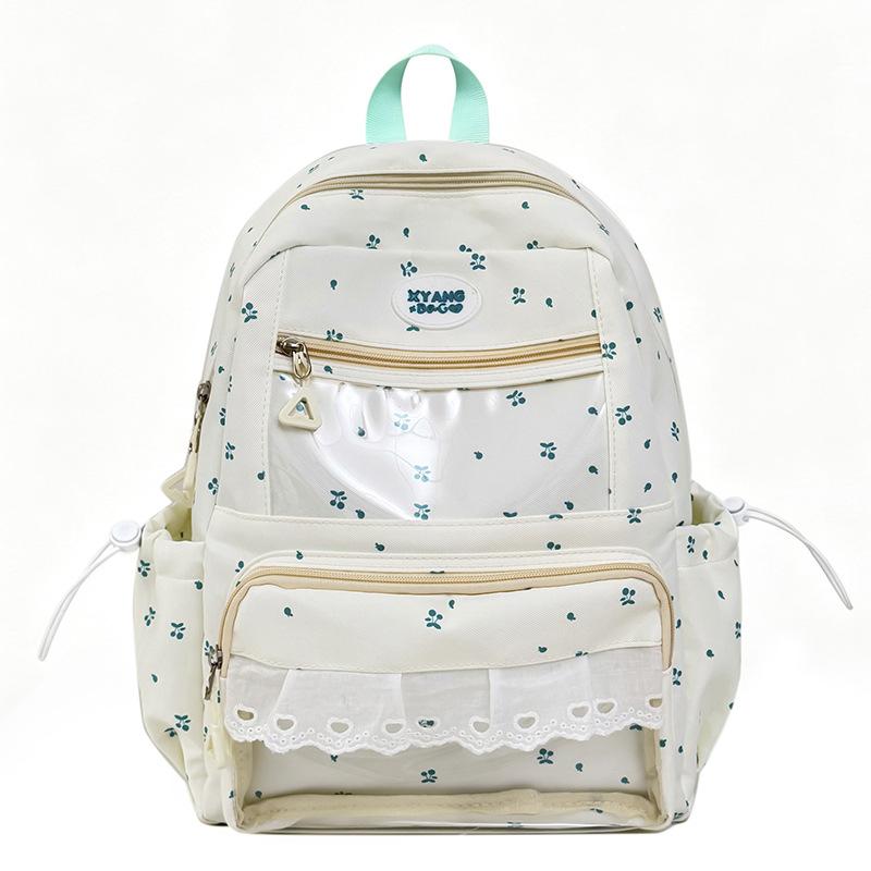 Schoolbag female cartoon print backpack burden reduction female students large capacity cute lightweight schoolbag junior high school backpack