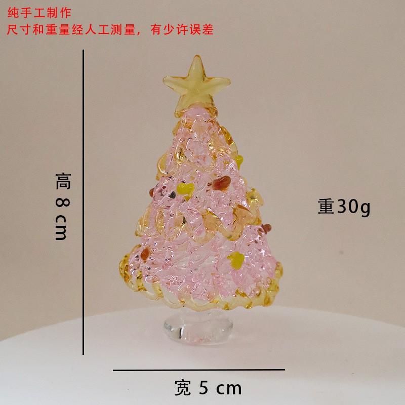 Handmade Bohai Glass Pulling Thread Christmas Tree Desktop Decor Ornament Gift Office Home Holiday