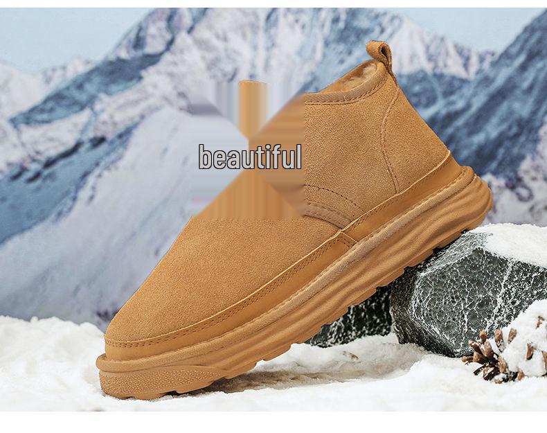 Northeast Herren 2025 Fleecegefütterte Pelz Schneestiefel - Warm, Dick zum Schnüren, Rutschfeste Winter Stiefeletten