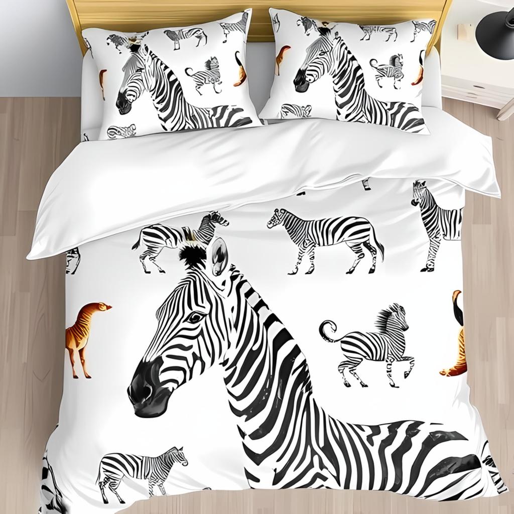 Comforter Whimsical Zebra Print White Playful Bedroom Suitable Children Boys And Girls Warm And Comfortable
