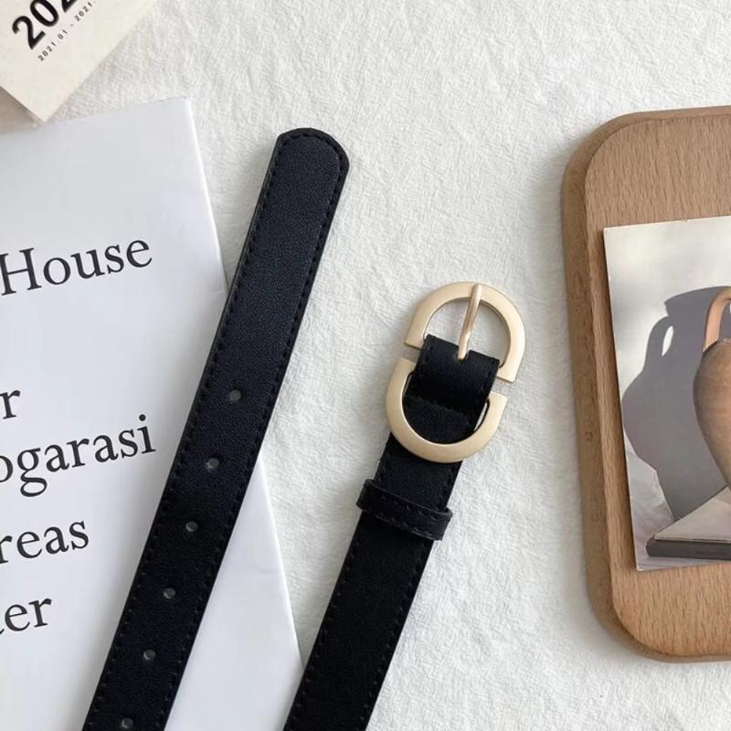 Women's Simple Golden Buckle Belt Women’s Fashion Casual Black Designer Belts Ladies Waist Belts For Jeans Clothing Accessories