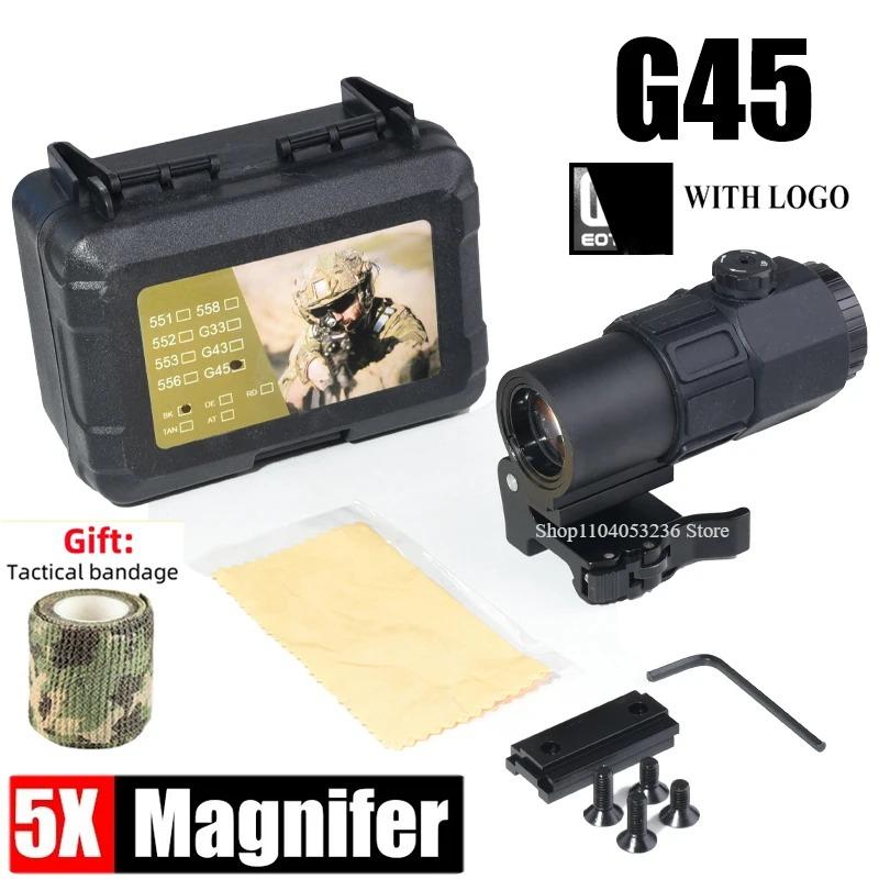 Tactical E*t*ch G33 G43 G45 Sight Fixed 3X 5X Magnifier Scope with Quick Disassembly and Flipping for Airsoft Hunting Collimator