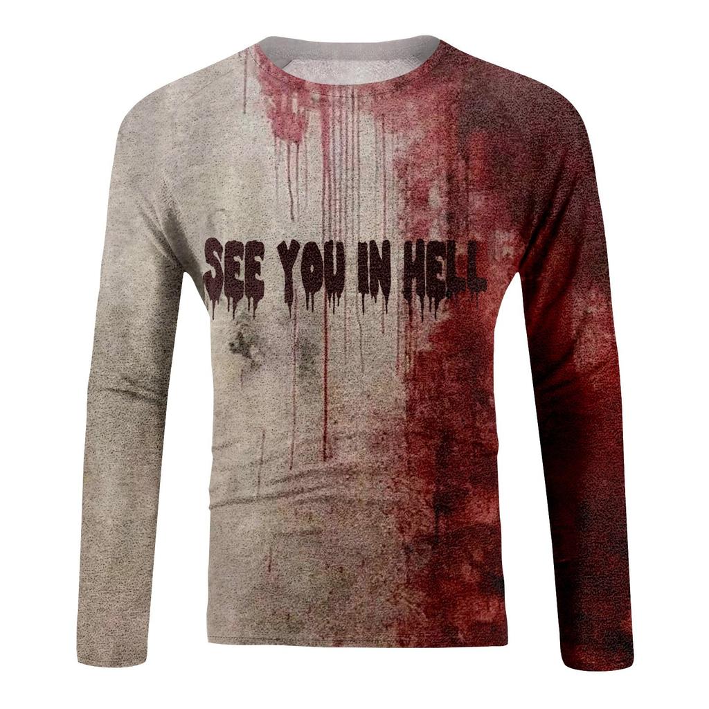 Halloween Print Raglan Sleeve Men's Long Sleeve Top