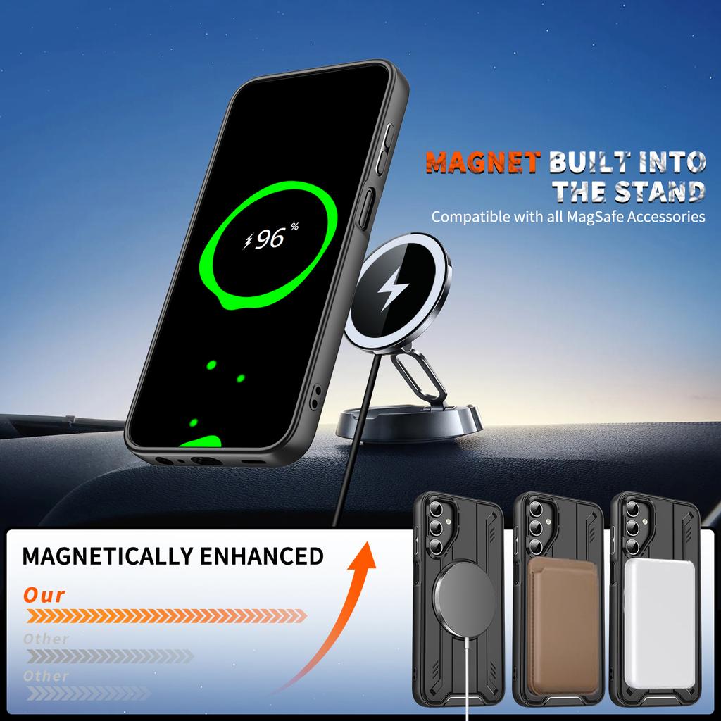 For Samsung Galaxy A35 5G Magnetic Case Rotating Ring Kickstand PC + TPU Shockproof Phone Cover