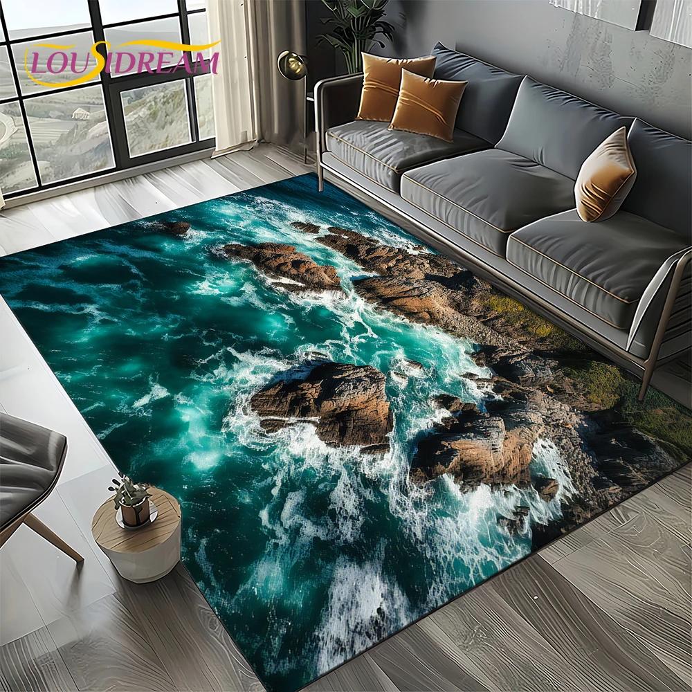 27 Style New Sea Water Beach Reef Nature Scenery Carpet Rug for Living Room Bedroom Home Sofa Decoration,Kids Non-slip Floor Mat