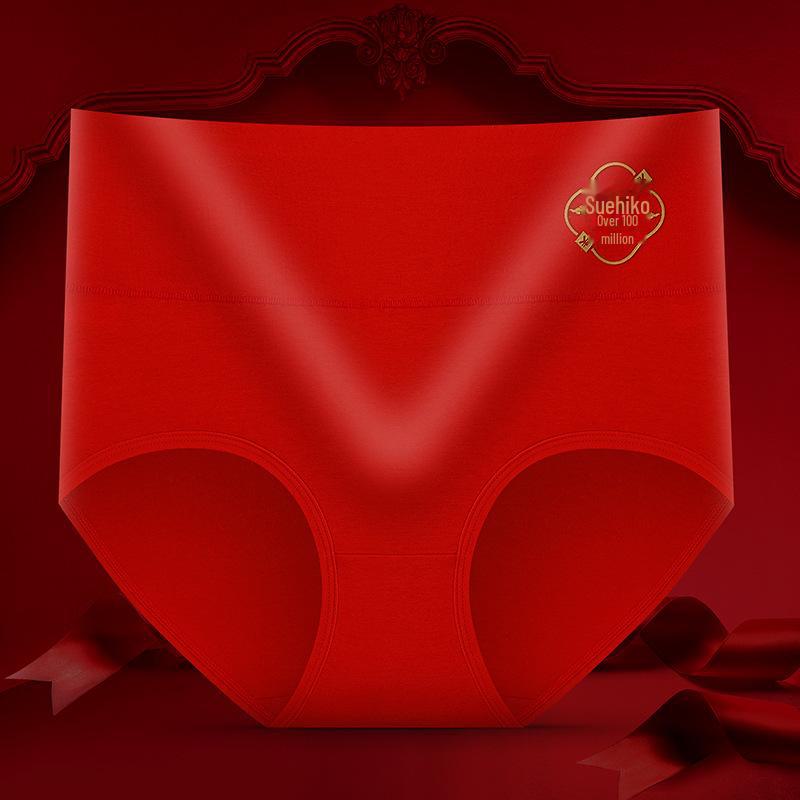 Women's Bright Red High-Waist Shaping Briefs - Breathable, Abdomen Support, Arm Fat Lifting