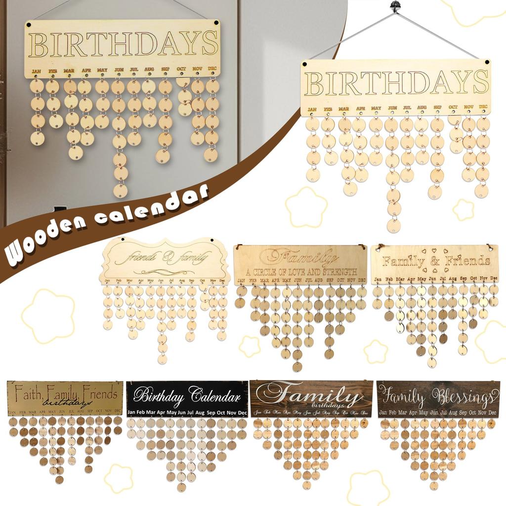 Kalendarz świąteczny do powieszenia na ścianie: Tabliczka urodzinowa dla rodziny z etykietami