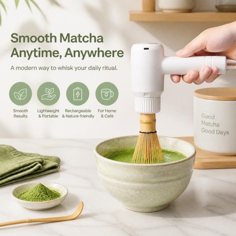 Rechargeable Electric Matcha Whisk Quickly Whisking Handheld Matcha Blender Low Noise One Button Start Matcha Whisk Device