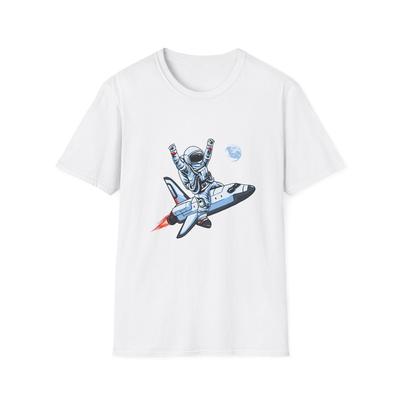 Astronaut Riding Space Shuttle T-Shirt and Kids Tshirt | Space Explorer Graphic Tee