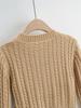 European & American Style Solid Color Cable Knit Cardigan - Round Neck, Single-Breasted, Long Sleeve Top for Women