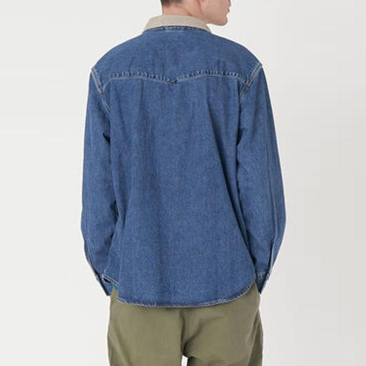 Levis Fw22 Solid Color Casual Polo Long Sleeve Shirt Men Shirts Blue A1919-0006