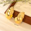 Gold Hammered Hollow Titanium Steel Earrings: Retro European and American Style, Non-Fading and Hot-Selling