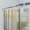 Luxury Bath Shower Curtain with Artistic Design White and Beige Abstract Watercolor Pattern