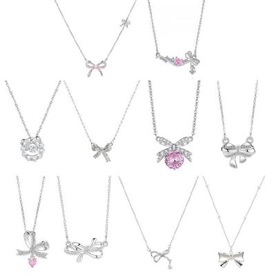 Schleifen-Halskette für Teenager-Mädchen Glitzernder Schmuck Blingbling Halskette
