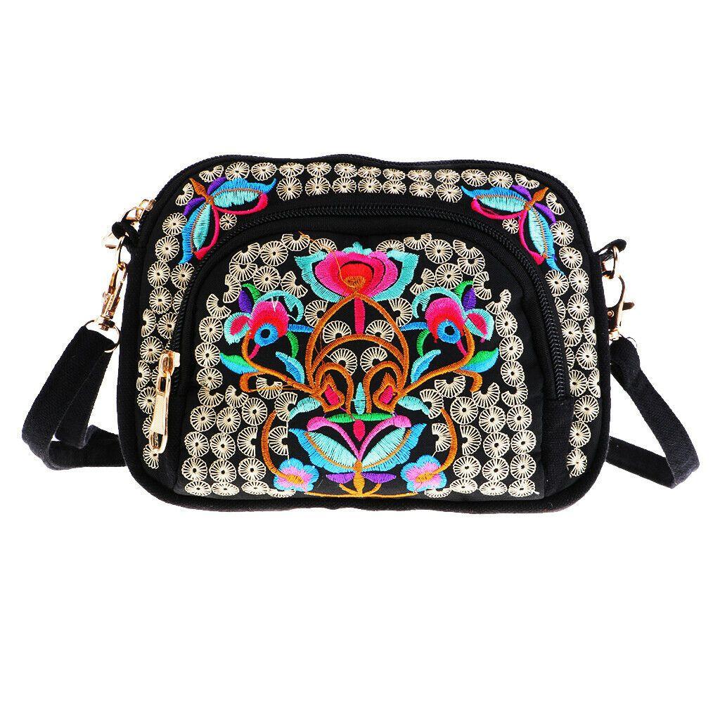 

Boho Mobile Phone Package Woman Shoulder Bags Embroidery Canvas Purse Travel Handbag Crossbody Bag