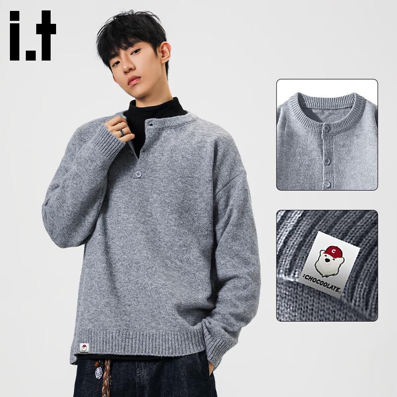 

CHOCOOLATE Men s Wool Blend Henley Pullover Sweater 3XL