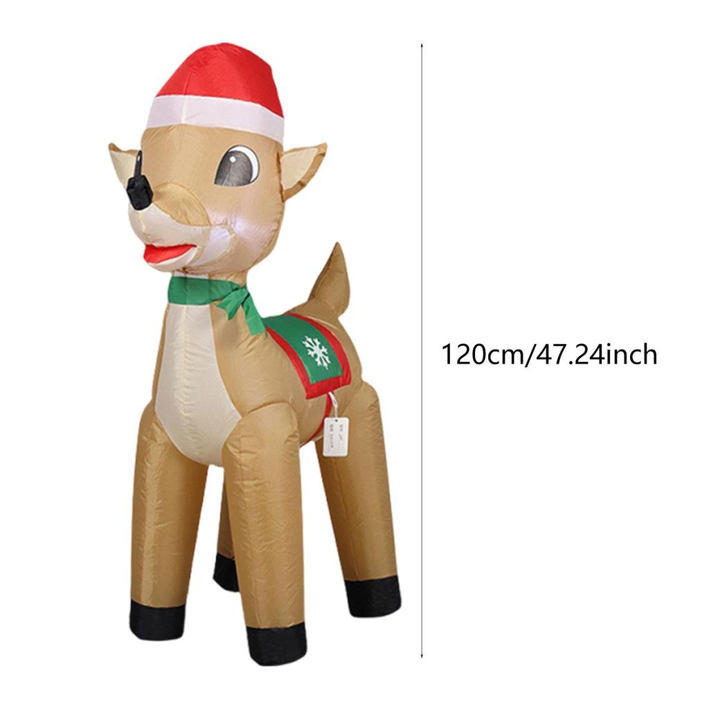 Christmas Outdoor Inflatable Reindeer Ornament Garden Prop with LED Light for Party Yard Decoration Holiday Gift