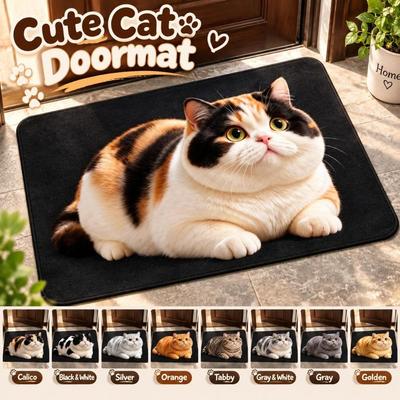 2D Home Decor Carpet Non-Slip Cartoon Carpet Cute Cat Area Rug Bedrooms