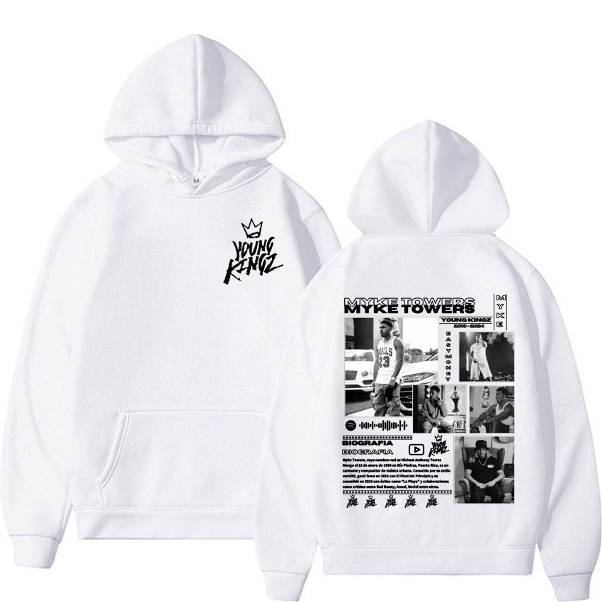 Rapper Myke Towers Men Oversize Hoodie Hip-hop Rock Pop Classic Sports Street Long-sleeve Autumn Winter Sweatshirt Clothing Top