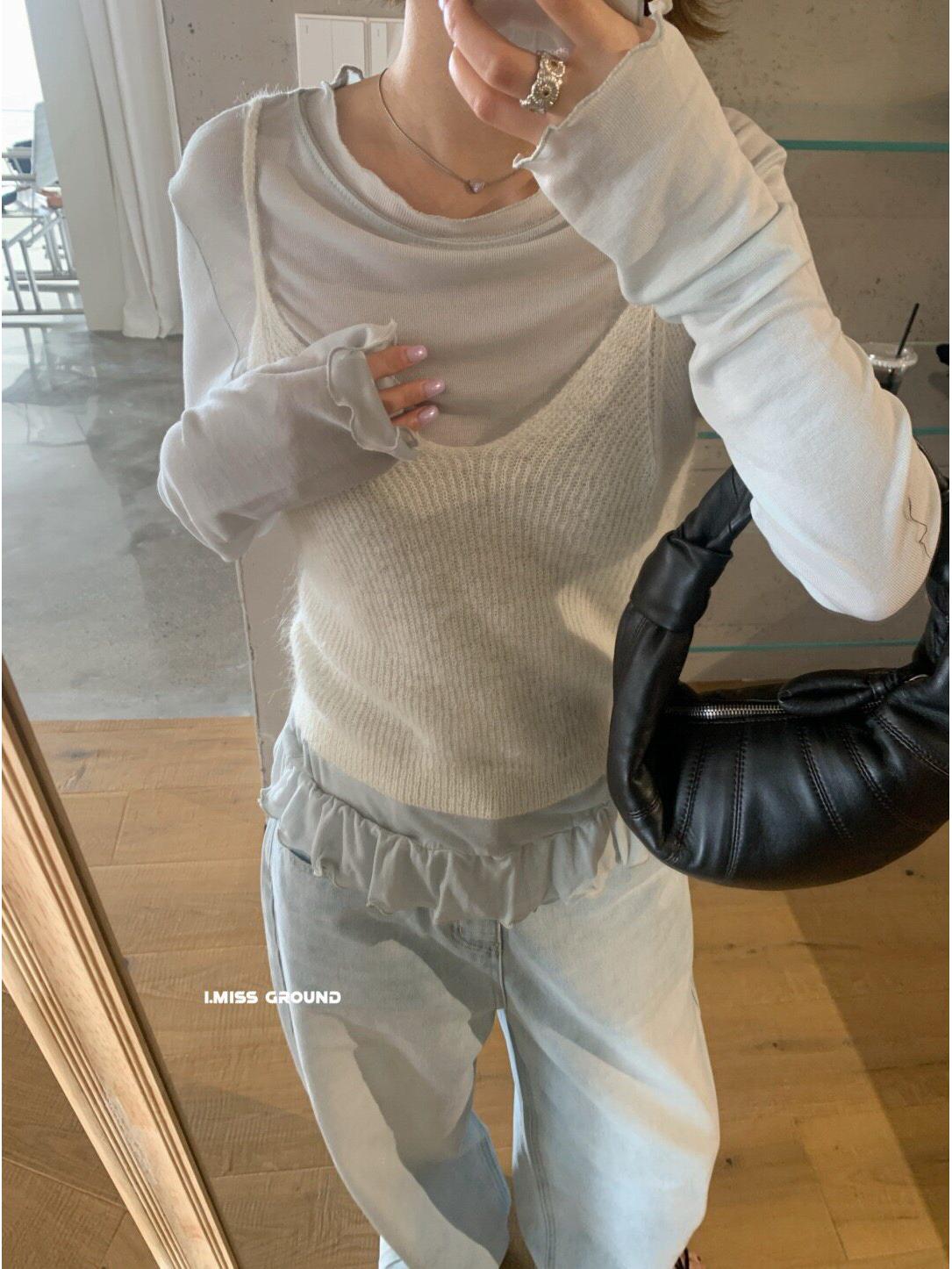 I Miss Korean Standard Women s Mohair Knit Camisole Vest - Spring 2026 Layered Top One Size