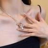Moonstone Cross Titanium Steel Necklace Women's Summer Niche Design Sense Premium Spice Girl Clavicle Chain Accessories