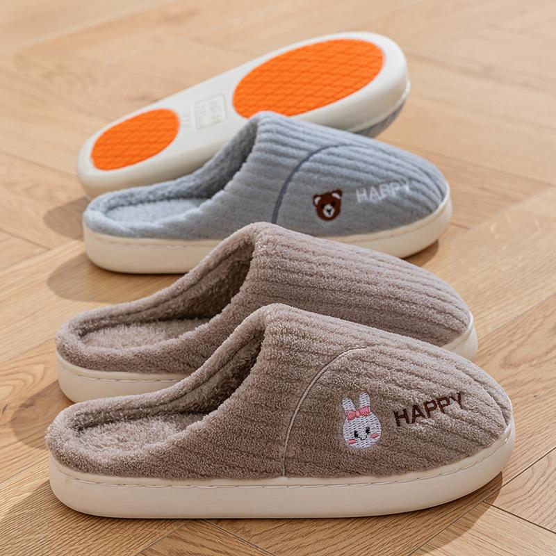 Cixi cotton slippers for home use in winter indoor home non-slip plush warm couple in winter