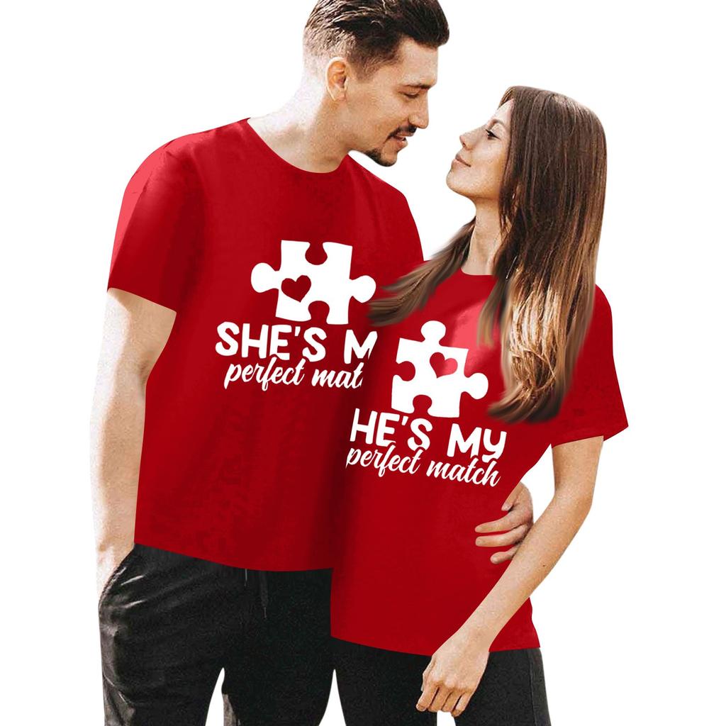 Men's Casual Round Neck Short Sleeve Pullover Valentine's Day Printed T-Shirt