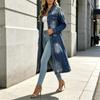 Women's Casual Ripped Denim Long Jacket Coat for Everyday Wear